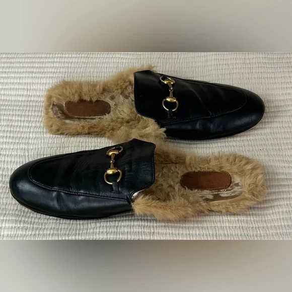 Gucci Princetown Fur Lined Leather Mules Men’s 45 Kind Of Thrashed but Clean 11 - Picture 14 of 15